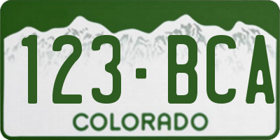 CO license plate 123BCA