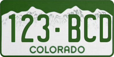 CO license plate 123BCD