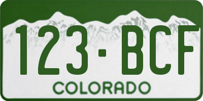 CO license plate 123BCF
