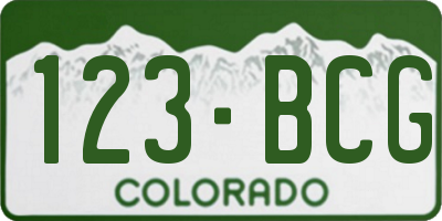 CO license plate 123BCG