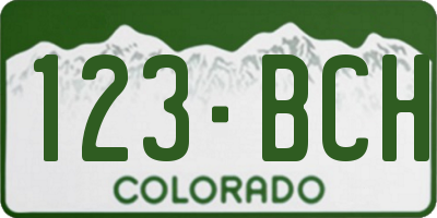 CO license plate 123BCH