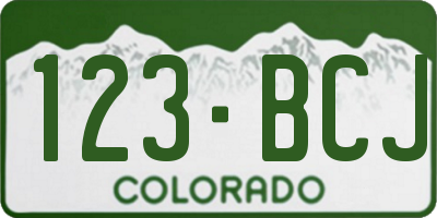 CO license plate 123BCJ