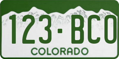 CO license plate 123BCO