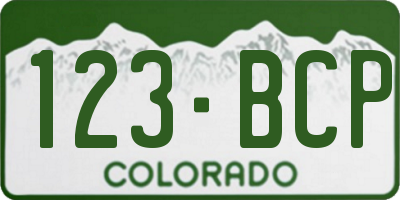 CO license plate 123BCP