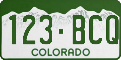 CO license plate 123BCQ