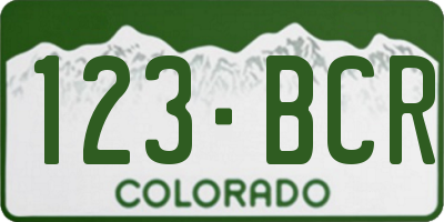 CO license plate 123BCR