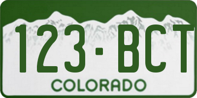 CO license plate 123BCT