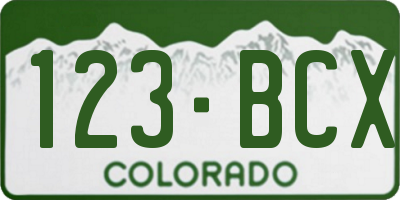 CO license plate 123BCX