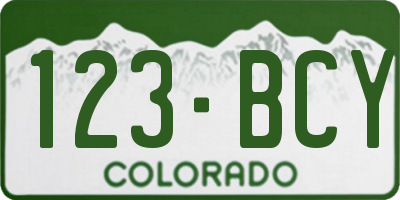 CO license plate 123BCY