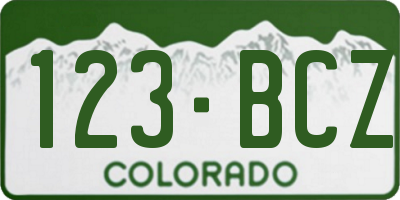 CO license plate 123BCZ