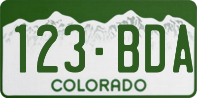 CO license plate 123BDA