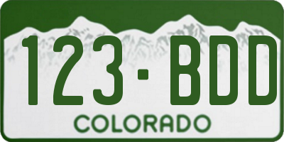 CO license plate 123BDD