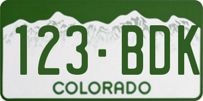 CO license plate 123BDK