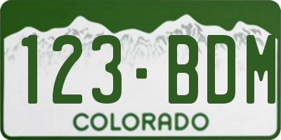 CO license plate 123BDM