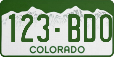 CO license plate 123BDO