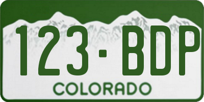 CO license plate 123BDP