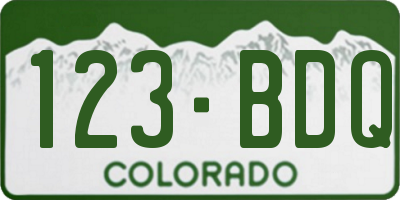 CO license plate 123BDQ