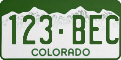 CO license plate 123BEC