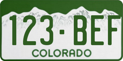 CO license plate 123BEF