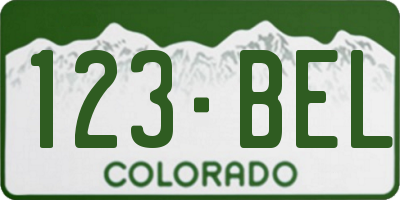 CO license plate 123BEL