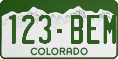 CO license plate 123BEM