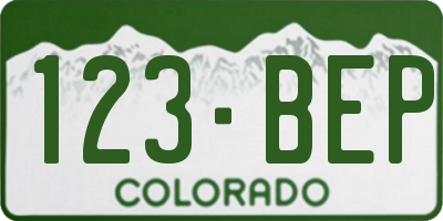 CO license plate 123BEP