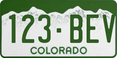 CO license plate 123BEV