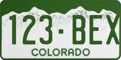CO license plate 123BEX