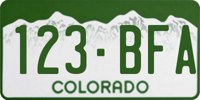 CO license plate 123BFA