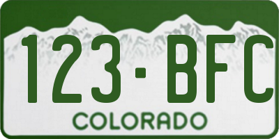 CO license plate 123BFC