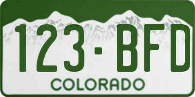 CO license plate 123BFD