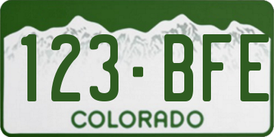 CO license plate 123BFE