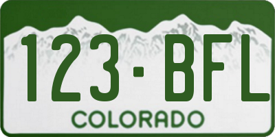 CO license plate 123BFL