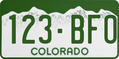 CO license plate 123BFO