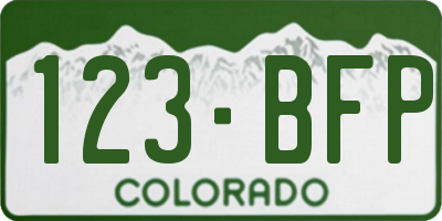 CO license plate 123BFP