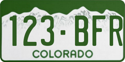 CO license plate 123BFR