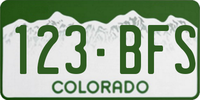 CO license plate 123BFS