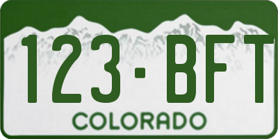CO license plate 123BFT