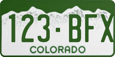 CO license plate 123BFX