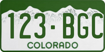 CO license plate 123BGC