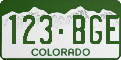 CO license plate 123BGE