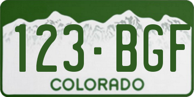 CO license plate 123BGF
