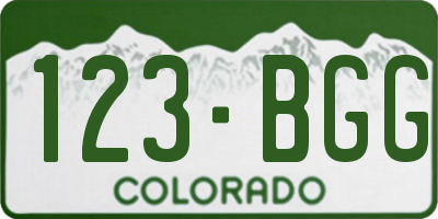 CO license plate 123BGG