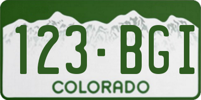 CO license plate 123BGI