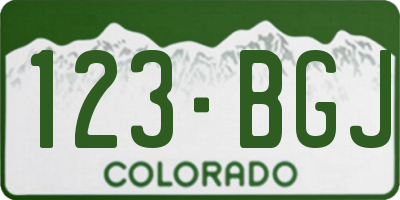 CO license plate 123BGJ