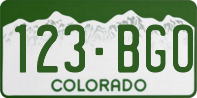 CO license plate 123BGO