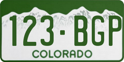 CO license plate 123BGP