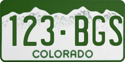 CO license plate 123BGS