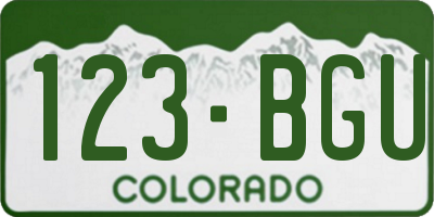 CO license plate 123BGU