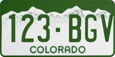CO license plate 123BGV
